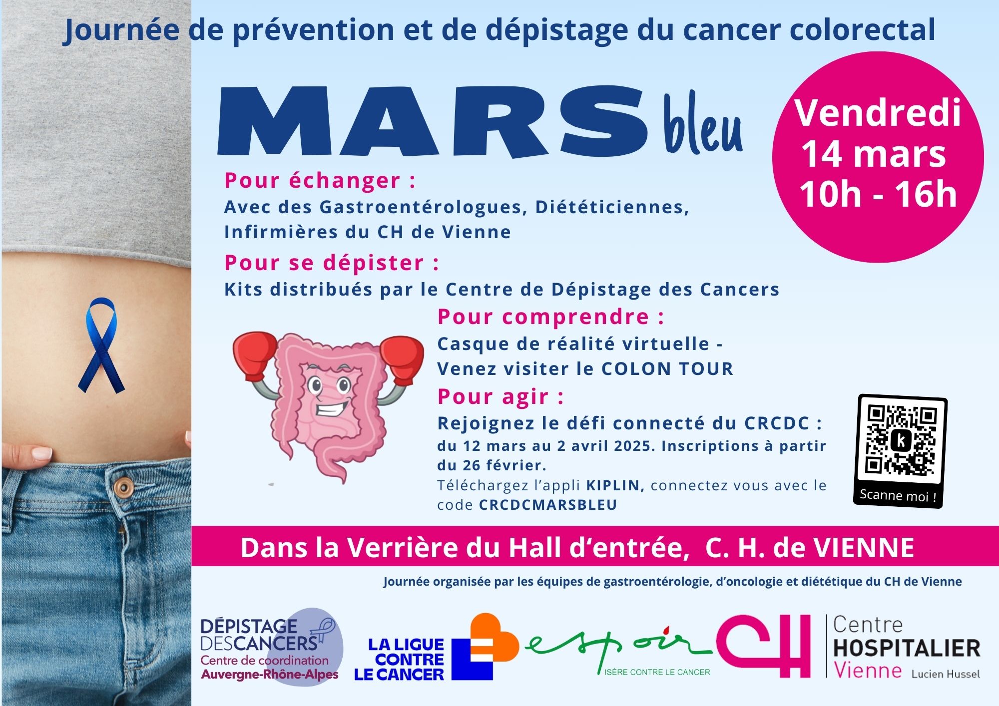 illustration Mars Bleu, le mois de la prévention et du dépistage du cancer colorectal